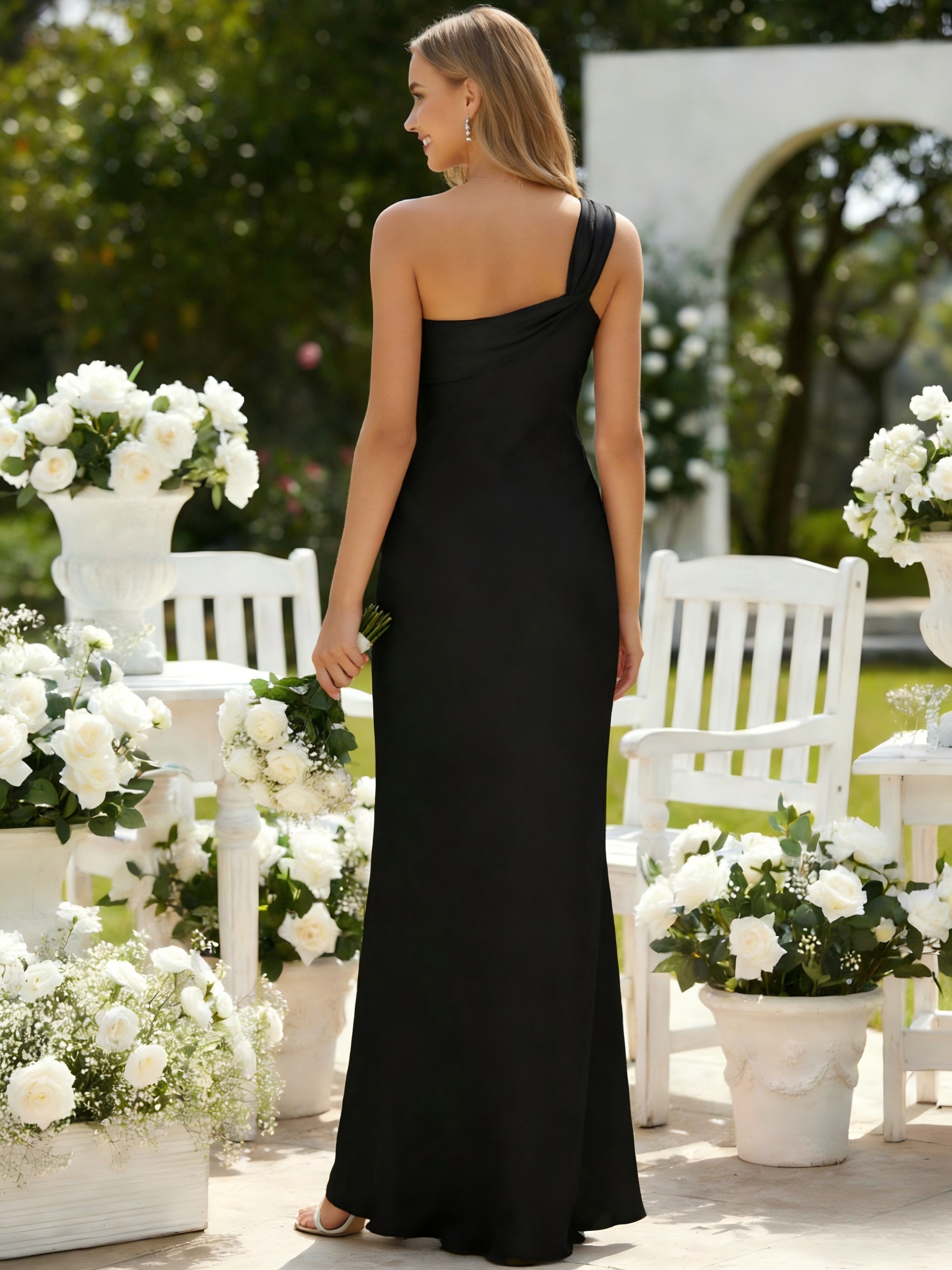 Satin One Shoulder Ruched Bridesmaid Dresses