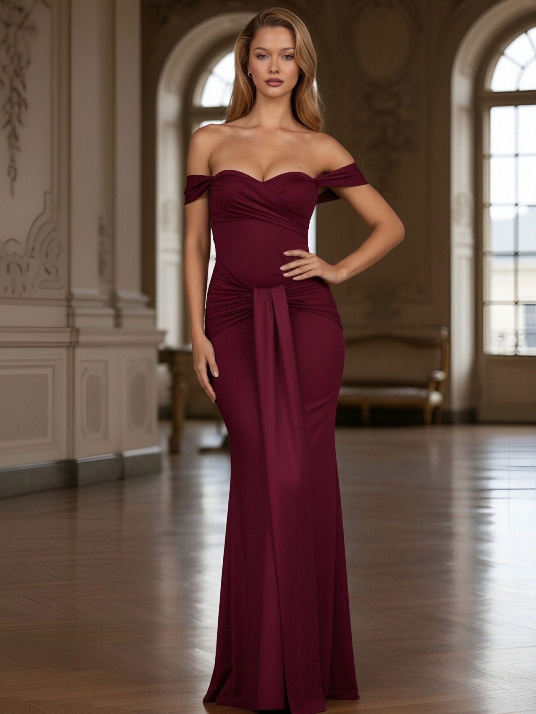 Chiffon Off the Shoulder Sleeveless Mermaid Bridesmaid Dresses