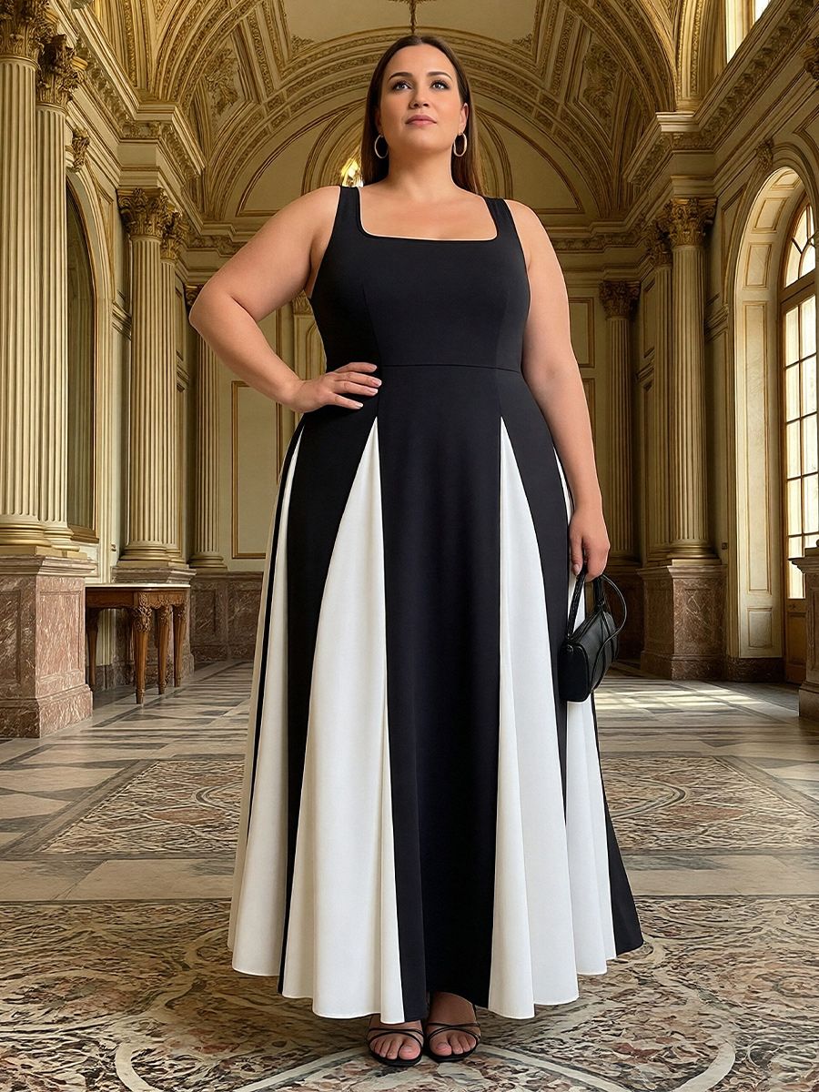 Satin Square Neck  Pleated Mother of the Bride Dresses