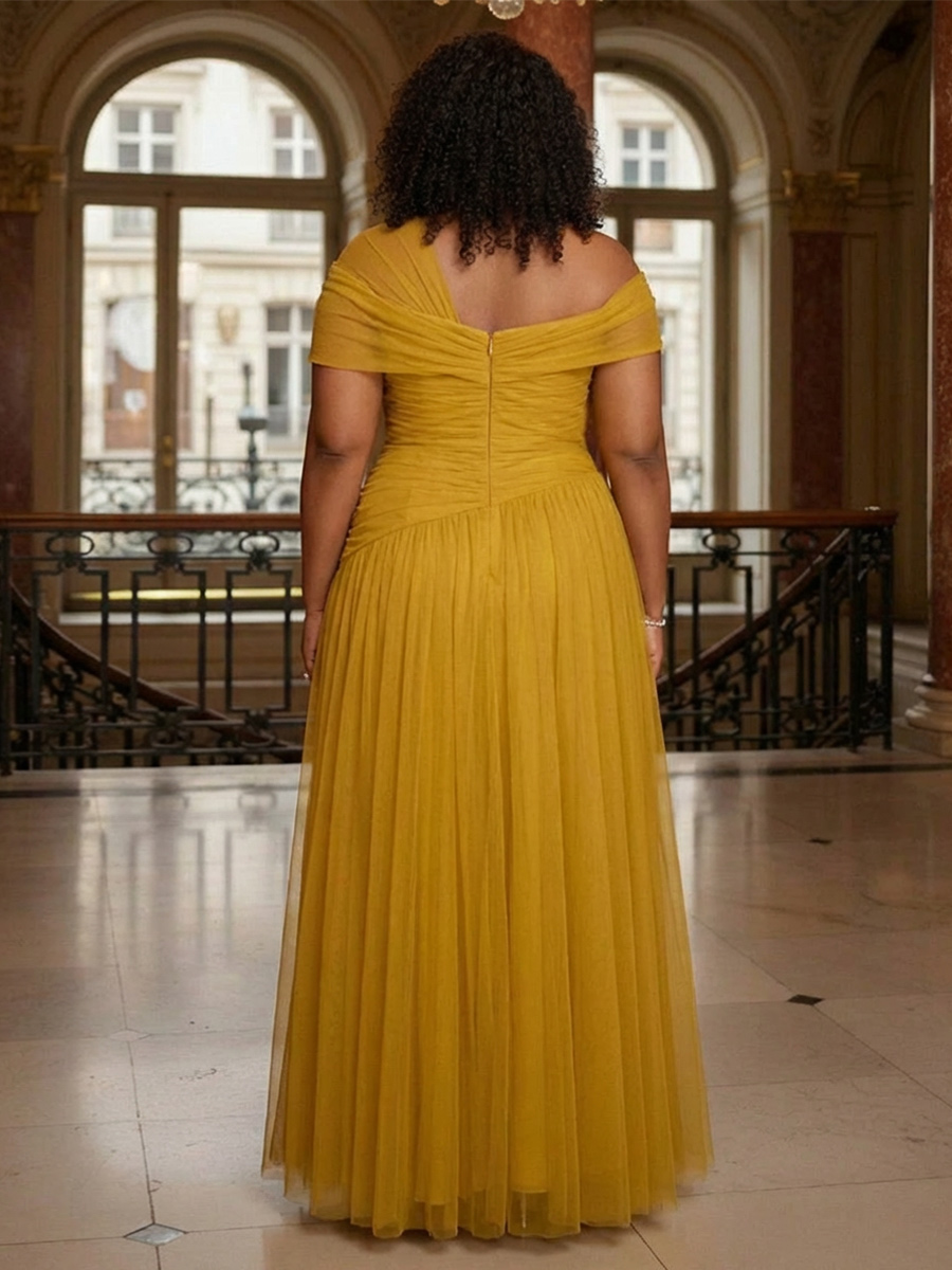 Tulle One Shoulder Tiered Ruched Mother of the Bride Dresses