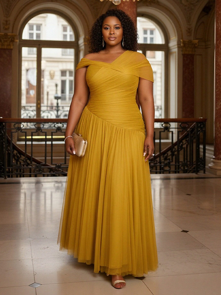 Tulle One Shoulder Tiered Ruched Mother of the Bride Dresses