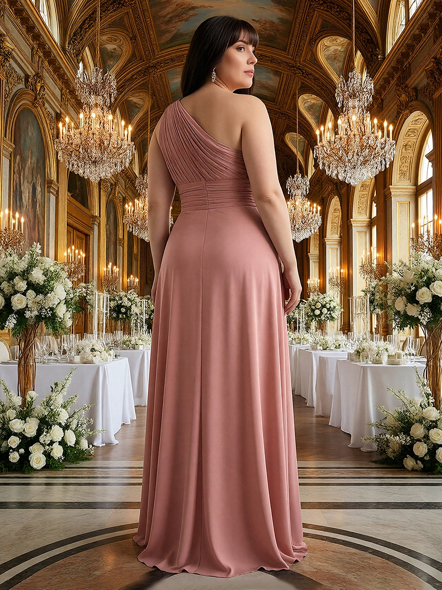 Chiffon One Shoulder Corset Ruched Mother of the Bride Dresses