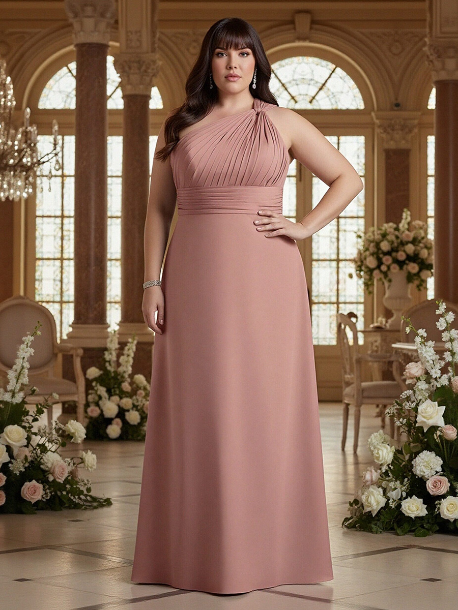 Chiffon One Shoulder Corset Ruched Mother of the Bride Dresses