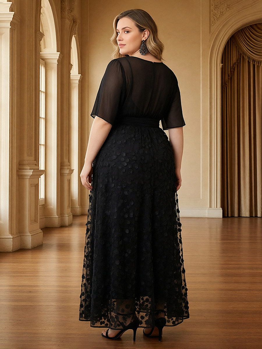 Tulle V Neck 3D Flower Bridesmaid Dresses 