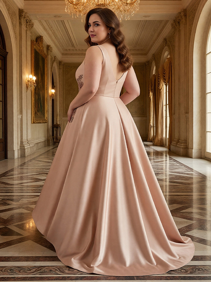 Satin Scoop Neck High Low Mother of the Bride Dresses