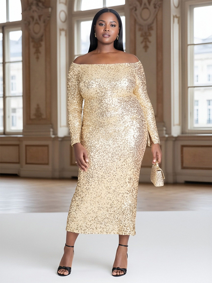 Sequin Off the Shoulder Bodycon Mother of the Bride Dresses