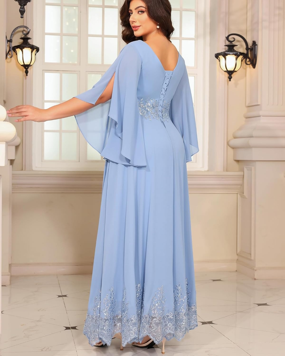 Chiffon Short Sleeves Round Neck A Line Mother of the Bride Dresses