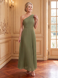 Chiffon A Line One Shoulder Sleeveless Long Mother of the Bride Dresses