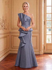 Satin Mermaid One Shoulder Sleeveless Long Mother of the Bride Dresses