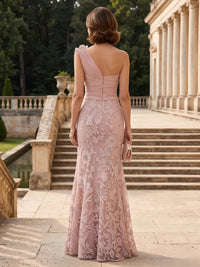 Satin One Shoulder Mermaid Long Mother of the Bride Dresses