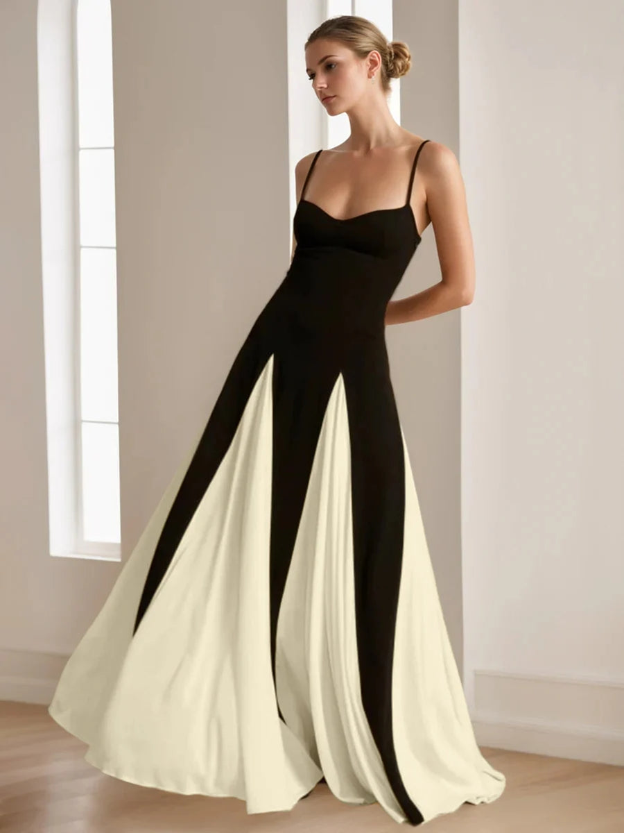 Chiffon A Line Spaghetti Straps Floral Long Stylish Party Prom Dresses