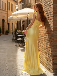 Mermaid Sweetheart Sleeveless Corset Asymmetrical Prom Dresses with Ruffles