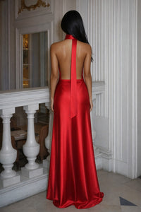 Satin Pleated V Neck Mermaid Sleeveless Prom Dresses with Scarf