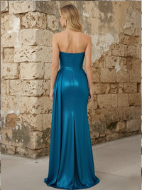 Sparkly Strapless Cut Out Mermaid Prom Dresses with Slit