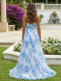 Strapless Pleated Tulle Sweetheart A Line Formal Dresses
