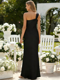 Satin One Shoulder Ruched Bridesmaid Dresses