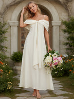 Chiffon Spaghetti Straps Off the Shoulder Bridesmaid Dresses