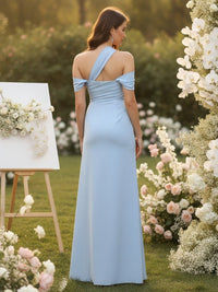 Chiffon One Shoulder Mermaid Bridesmaid Dresses with Slit