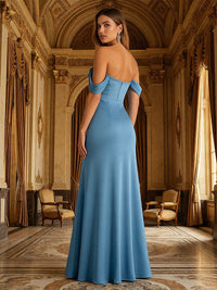 Off the Shoulder Chiffon Bridesmaid Dresses with Slit