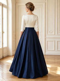 Satin A Line Round Neck Long Mother of the Bride Dresses