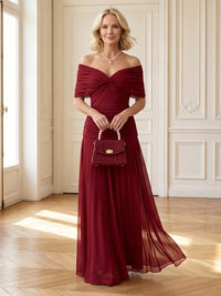 Chiffon A Line Off Shoulder Long Mother of the Bride Dresses