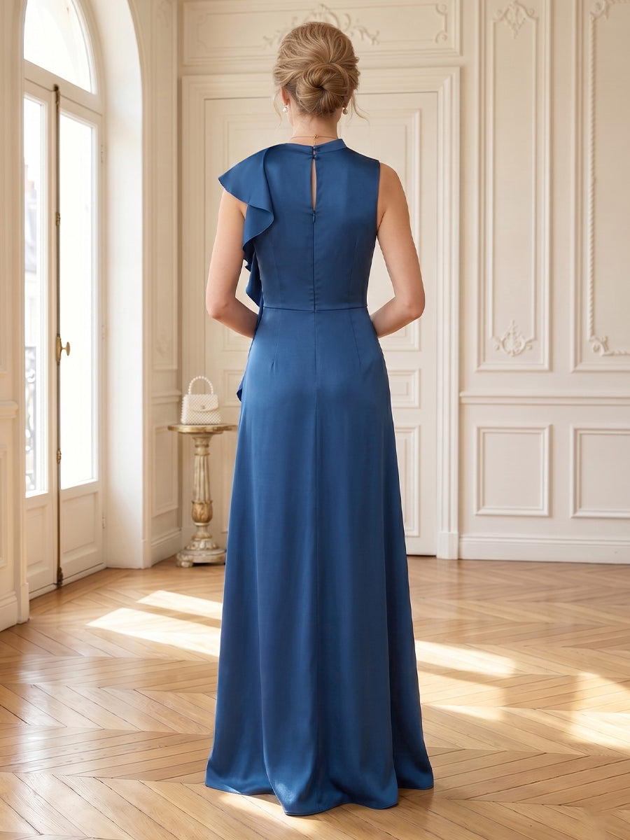Satin Sleeveless Mermaid Long Mother of the Bride Dresses