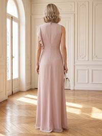 Chiffon Sleeveless Mermaid Long Mother of the Bride with Ruffles