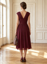 Chiffon Off Shoulder A Line Tea Length Mother of the Bride Dresses