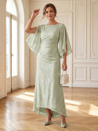 Jacquard Round Neck A Line Long Mother of the Bride Dresses