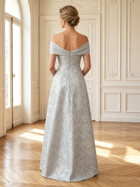 Jacquard Off Shoulder A Line Long Mother of the Bride Dresses