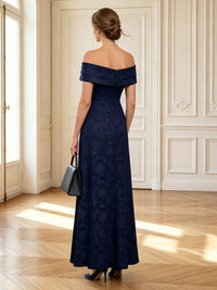 Jacquard Off Shoulder A Line Strapless Long Mother of the Bride Dresses