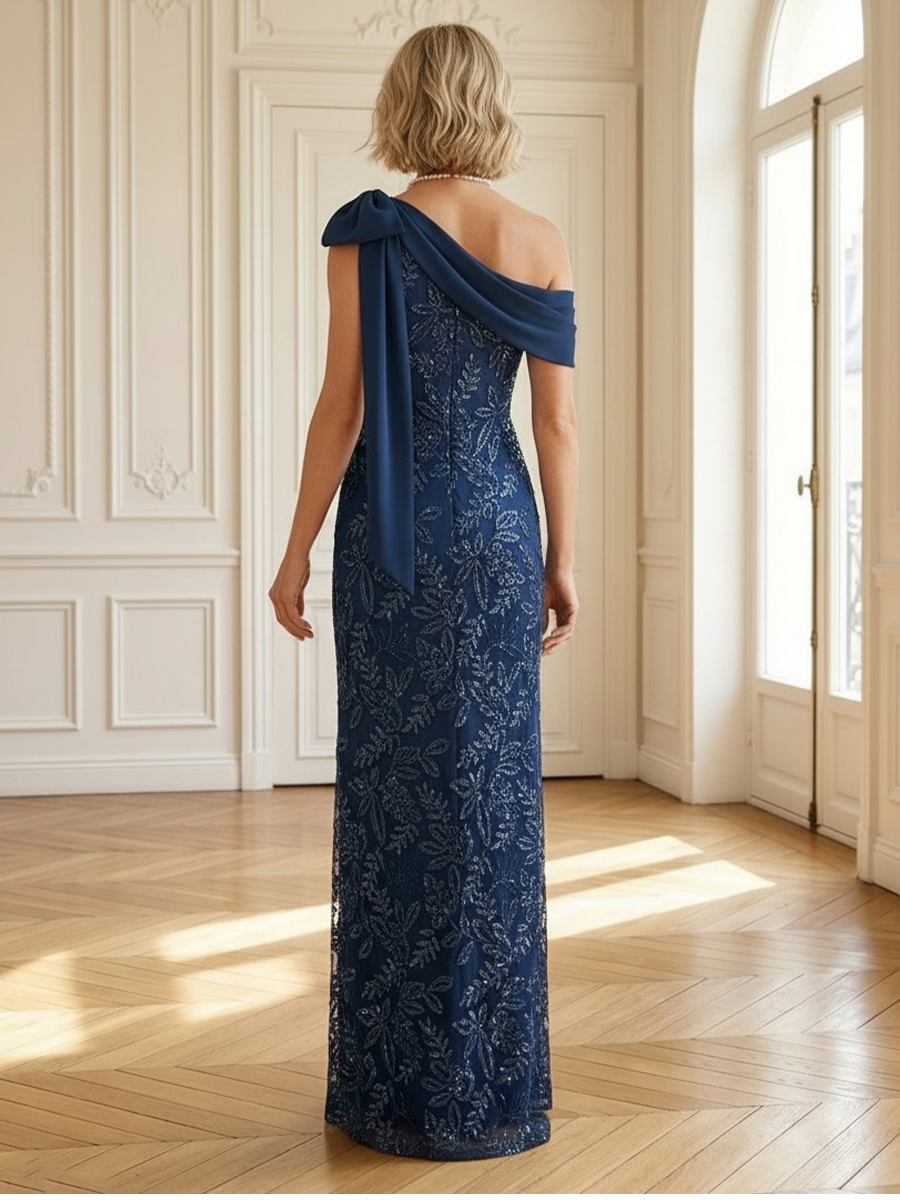Sequin One Shoulder Mermaid Long Mother of the Bride Dresses