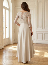 Lace Round Neck A Line Tea Mother of the Bride Dresses