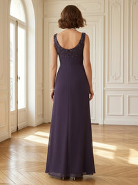 Chiffon Cowl Neck A Line Long Mother of the Bride Dresses