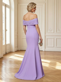 Satin Mermaid Off Shoulder Long Mother of the Bride Dresses