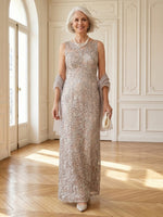 Lace Appliques Mermaid Long Sleeveless Mother of the Bride Dresses