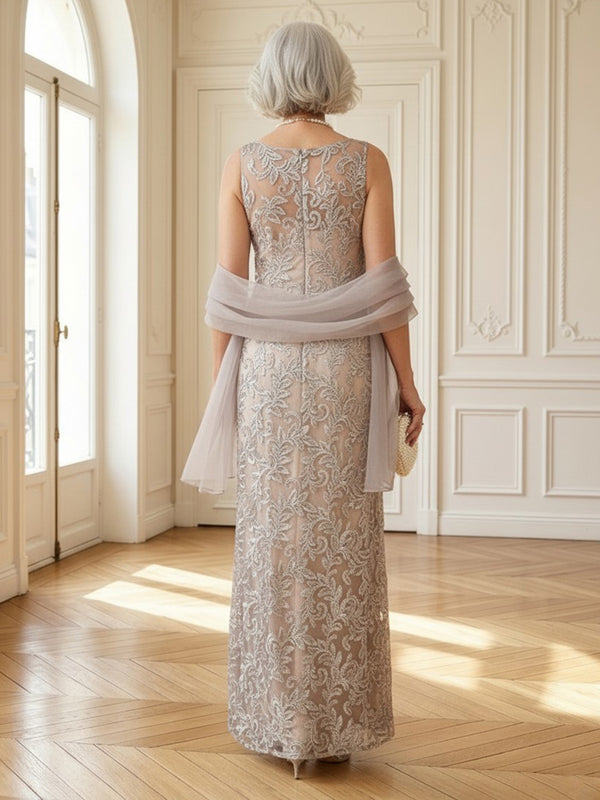 Lace Appliques Mermaid Long Sleeveless Mother of the Bride Dresses