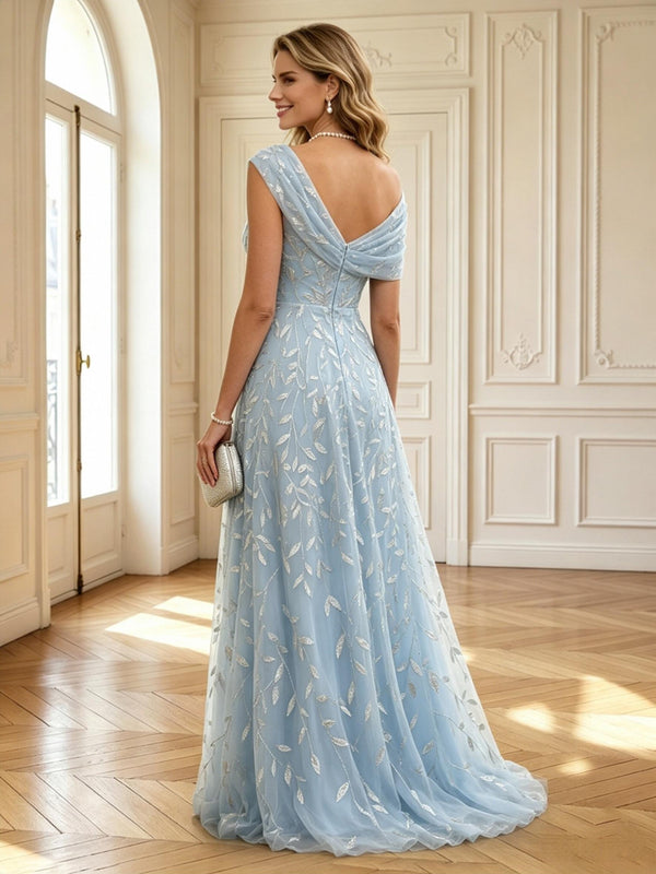 Lace Appliques One Shoulder A Line Long Mother of the Bride Dresses