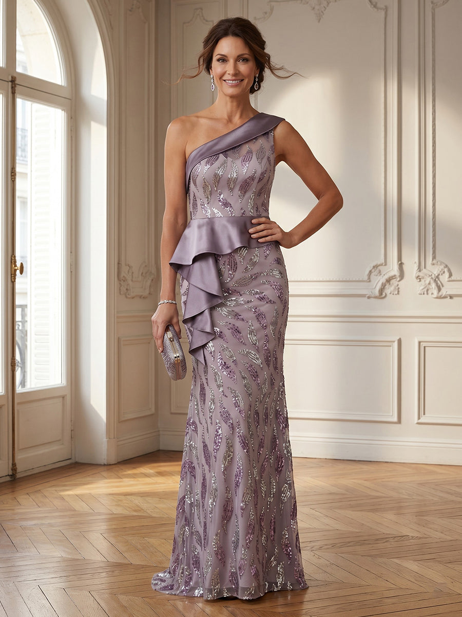Mermaid One Shoulder Sleeveless Long Mother of the Bride Dresses