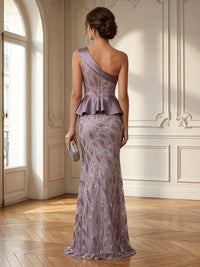 Mermaid One Shoulder Sleeveless Long Mother of the Bride Dresses
