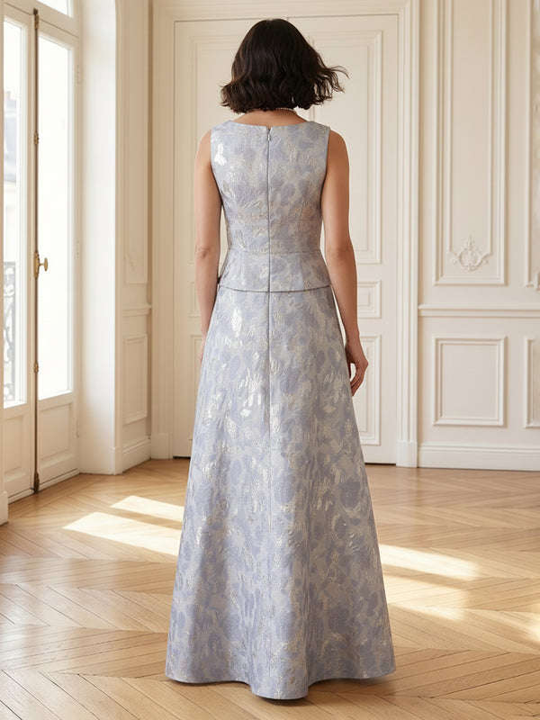 A Line V Neck Sleeveless Long Mother of the Bride Dresses