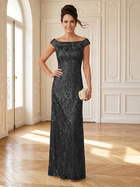 Column Boat Neck Sleeveless Long Mother of the Bride Dresses