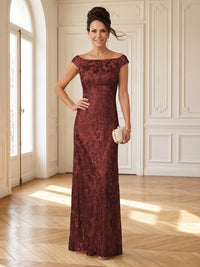 Column Boat Neck Sleeveless Long Mother of the Bride Dresses