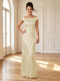 Column Boat Neck Sleeveless Long Mother of the Bride Dresses