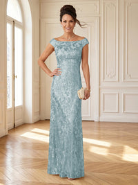 Column Boat Neck Sleeveless Long Mother of the Bride Dresses