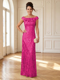 Column Boat Neck Sleeveless Long Mother of the Bride Dresses