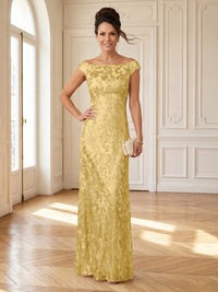 Column Boat Neck Sleeveless Long Mother of the Bride Dresses