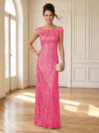 Column Boat Neck Sleeveless Long Mother of the Bride Dresses