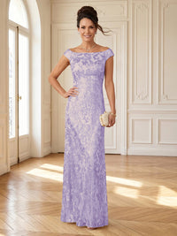 Column Boat Neck Sleeveless Long Mother of the Bride Dresses