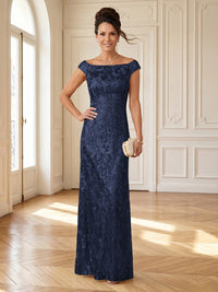 Column Boat Neck Sleeveless Long Mother of the Bride Dresses